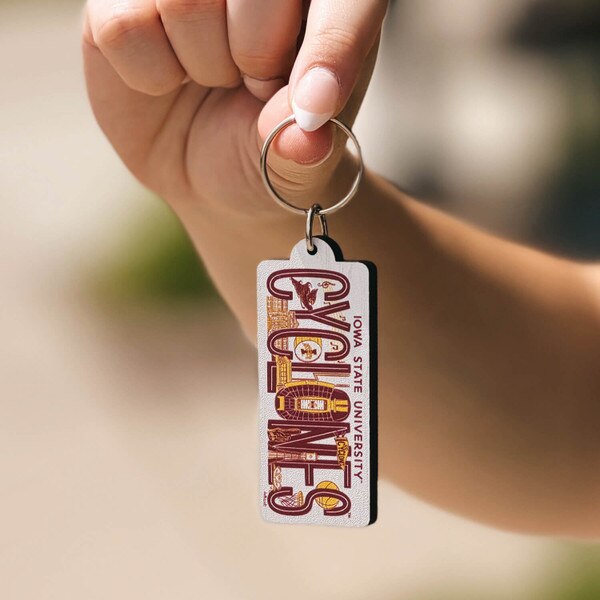 Iowa State Cyclones Doodles Ink Wood Keytag front
